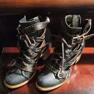 Freebird Black Studded Heeled Boots